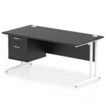 Impulse 1600mm Cantilever Straight Desk With Single Fixed Pedestal - Image 54