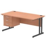 Impulse 1600mm Cantilever Straight Desk With Single Fixed Pedestal - Image 55