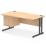 Impulse 1600mm Cantilever Straight Desk With Single Fixed Pedestal - Image 58
