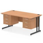 Impulse 1600mm Cantilever Straight Desk With Two Fixed Pedestal - Image 69