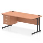 Impulse 1800mm Cantilever Straight Desk With Single Fixed Pedestal - Image 55
