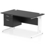 Impulse 1400mm Cable Managed Straight Desk With Single Fixed Pedestal - Image 53