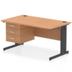 Impulse 1400mm Cable Managed Straight Desk With Single Fixed Pedestal - Image 59