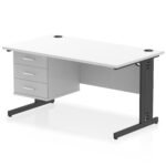 Impulse 1400mm Cable Managed Straight Desk With Single Fixed Pedestal - Image 60