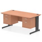 Impulse 1600mm Cable Managed Straight Desk With Two Fixed Pedestal - Image 52