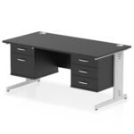 Impulse 1600mm Cable Managed Straight Desk With Two Fixed Pedestal - Image 59