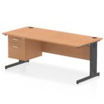 Impulse 1800mm Cable Managed Straight Desk With Single Fixed Pedestal - Image 50