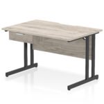Impulse Scalloped Edge Cantilever Straight Desk With Single One Drawer Fixed Pedestal - Image 2