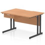 Impulse Scalloped Edge Cantilever Straight Desk With Single One Drawer Fixed Pedestal - Image 4