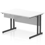 Impulse Scalloped Edge Cantilever Straight Desk With Single One Drawer Fixed Pedestal - Image 6