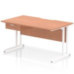 Impulse Scalloped Edge Cantilever Straight Desk With Single One Drawer Fixed Pedestal - Image 46
