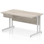 Impulse Scalloped Edge Cantilever Straight Desk With Single One Drawer Fixed Pedestal - Image 26