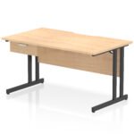 Impulse Scalloped Edge Cantilever Straight Desk With Single One Drawer Fixed Pedestal - Image 9