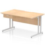 Impulse Scalloped Edge Cantilever Straight Desk With Single One Drawer Fixed Pedestal - Image 27