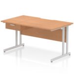 Impulse Scalloped Edge Cantilever Straight Desk With Single One Drawer Fixed Pedestal - Image 28