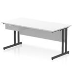 Impulse Scalloped Edge Cantilever Straight Desk With Single One Drawer Fixed Pedestal - Image 18