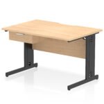 Impulse Scalloped Edge Cable Managed Straight Desk With Single One Drawer Fixed Pedestal - Image 3
