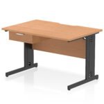 Impulse Scalloped Edge Cable Managed Straight Desk With Single One Drawer Fixed Pedestal - Image 4