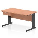 Impulse Scalloped Edge Cable Managed Straight Desk With Single One Drawer Fixed Pedestal - Image 7