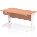 Impulse Scalloped Edge Cable Managed Straight Desk With Single One Drawer Fixed Pedestal - Image 46