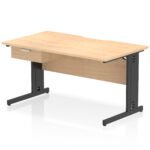 Impulse Scalloped Edge Cable Managed Straight Desk With Single One Drawer Fixed Pedestal - Image 9