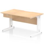 Impulse Scalloped Edge Cable Managed Straight Desk With Single One Drawer Fixed Pedestal - Image 48