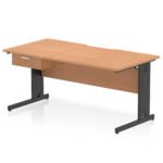 Impulse Scalloped Edge Cable Managed Straight Desk With Single One Drawer Fixed Pedestal - Image 16