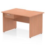 Impulse Scalloped Edge Panel End Straight Desk Frame With Single One Drawer Fixed Pedestal - Image 4