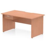 Impulse Scalloped Edge Panel End Straight Desk Frame With Single One Drawer Fixed Pedestal - Image 10