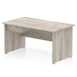 Impulse Scalloped Edge Panel End Straight Desk Frame With Single One Drawer Fixed Pedestal - Image 11