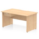 Impulse Scalloped Edge Panel End Straight Desk Frame With Single One Drawer Fixed Pedestal - Image 12