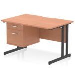Impulse Scalloped Edge 1200mm Cantilever Straight Desk With Single Fixed Pedestal - Image 3