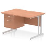 Impulse Scalloped Edge 1200mm Cantilever Straight Desk With Single Fixed Pedestal - Image 4