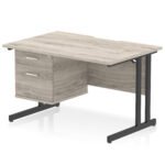 Impulse Scalloped Edge 1200mm Cantilever Straight Desk With Single Fixed Pedestal - Image 6