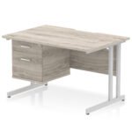 Impulse Scalloped Edge 1200mm Cantilever Straight Desk With Single Fixed Pedestal - Image 7