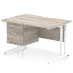 Impulse Scalloped Edge 1200mm Cantilever Straight Desk With Single Fixed Pedestal - Image 8