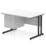 Impulse Scalloped Edge 1200mm Cantilever Straight Desk With Single Fixed Pedestal - Image 18