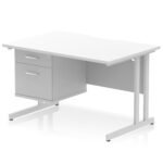 Impulse Scalloped Edge 1200mm Cantilever Straight Desk With Single Fixed Pedestal - Image 19