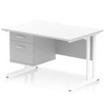 Impulse Scalloped Edge 1200mm Cantilever Straight Desk With Single Fixed Pedestal - Image 20