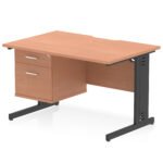 Impulse Scalloped Edge 1200mm Cable Managed Straight Desk With Single Fixed Pedestal - Image 3