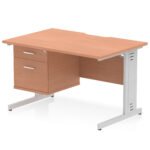 Impulse Scalloped Edge 1200mm Cable Managed Straight Desk With Single Fixed Pedestal - Image 4
