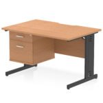 Impulse Scalloped Edge 1200mm Cable Managed Straight Desk With Single Fixed Pedestal - Image 12