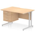 Impulse Scalloped Edge 1200mm Cantilever Straight Desk With Single Fixed Pedestal - Image 28
