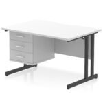 Impulse Scalloped Edge 1200mm Cantilever Straight Desk With Single Fixed Pedestal - Image 36