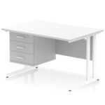 Impulse Scalloped Edge 1200mm Cantilever Straight Desk With Single Fixed Pedestal - Image 38
