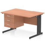 Impulse Scalloped Edge 1200mm Cable Managed Straight Desk With Single Fixed Pedestal - Image 21