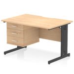 Impulse Scalloped Edge 1200mm Cable Managed Straight Desk With Single Fixed Pedestal - Image 27