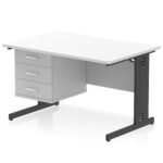 Impulse Scalloped Edge 1200mm Cable Managed Straight Desk With Single Fixed Pedestal - Image 36