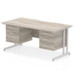 Impulse Scalloped Edge 1600mm Cantilever Straight Desk With Two Fixed Pedestal - Image 8