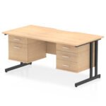 Impulse Scalloped Edge 1600mm Cantilever Straight Desk With Two Fixed Pedestal - Image 10